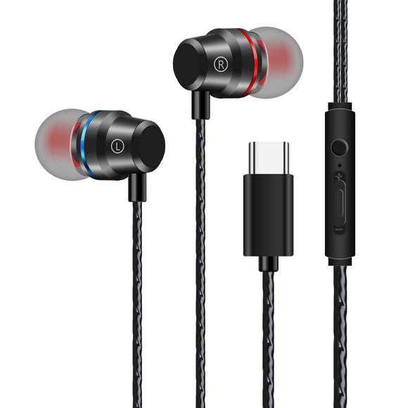 Type-C Earphone Stereo Bass Noise Cancelling Wired in-Ear Earbuds with Mic for Xiaomi 9 8 Huawei Letv