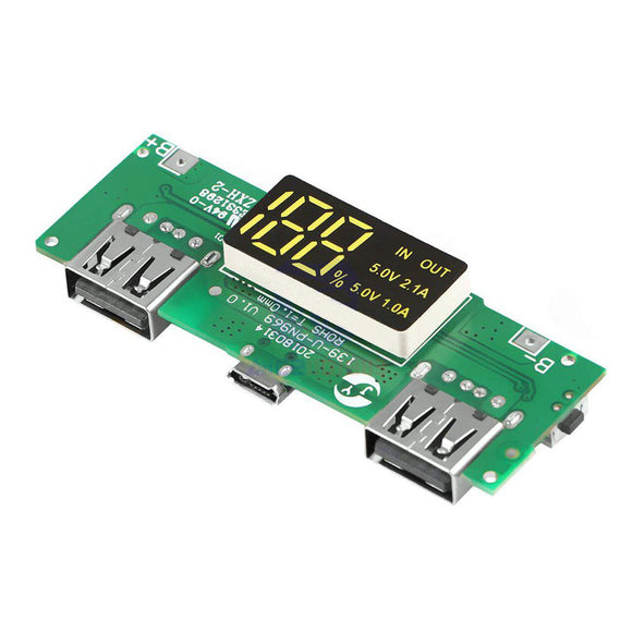 LED Dual USB 5V 2.1A Micro USB Input Power Bank 18650 Battery Charger Board Overcharge Overdischarge Short Circuit Protection