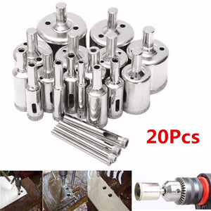 20pcs 4-40mm Diamond Hole Saw Drill Bit Set for Tiles Ceramic Glass Marble