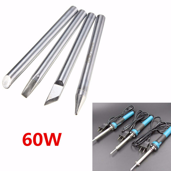 5.7mm Dia 60W Electric Soldering Solder Iron Replaceable Bit Tips Four Shapes for Optional