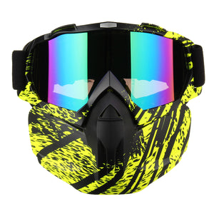 Detachable Full Face Mask Goggles Motorcycle Motocross Ski Riding Cycling Protector Outdoor