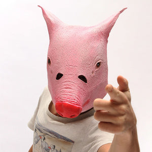 Funny Creepy Pig Head Mask Cosplay Animal Halloween Costume Comedy Theater Prop