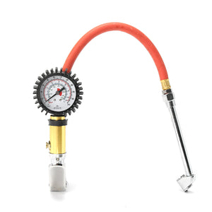 Car Motorcycle 1/4 NPT Air Tire Car Tyre Inflator with Dial Gauge Dual Chuck"