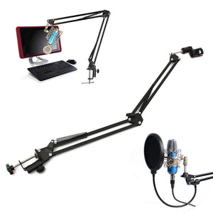 Microphone Suspension Boom Scissor Arm Stand Holder For Broadcast