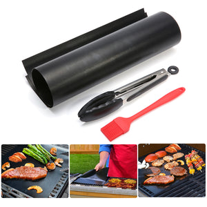 IPRee 5 Non-stick Barbecue Cooking Grill Mat BBQ Clip Silicone Brush Picnic Set