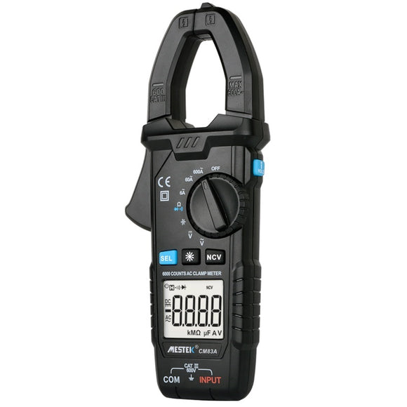 MESTEK CM83A Digital Clamp Meter 600A AC Current AC/DC Voltage Ohm True RMS Auto Range VFD Capacitance NCV Tester Ammeter Multimeter