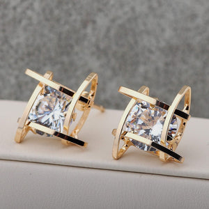 Trendy Square Cross Zircon Earrings For Women