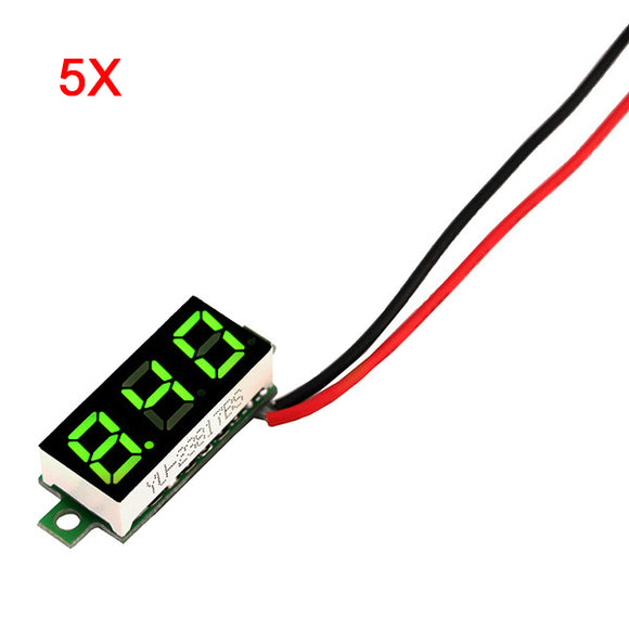 5Pcs Geekcreit Green 0.28 Inch 2.6V-30V Mini Digital Voltmeter Voltage Tester Meter