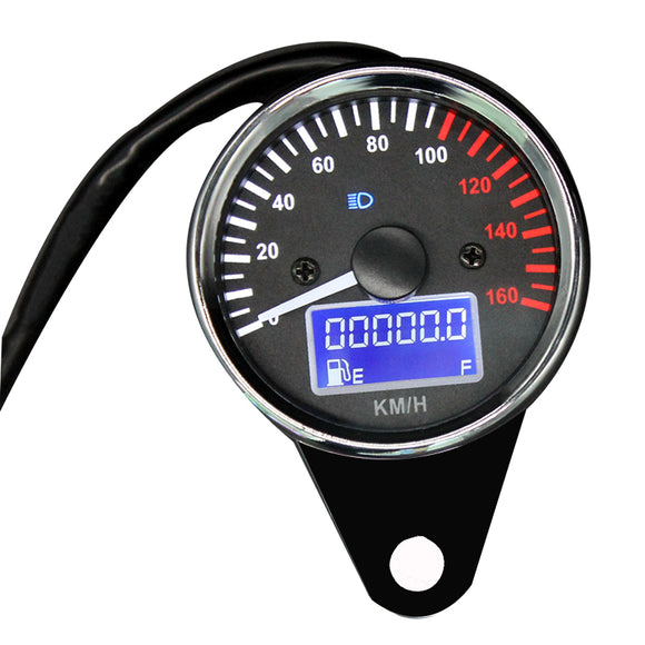 12V Motorcycle Refit Multi-function Digital  Oil Meter White Pointer Speedometer