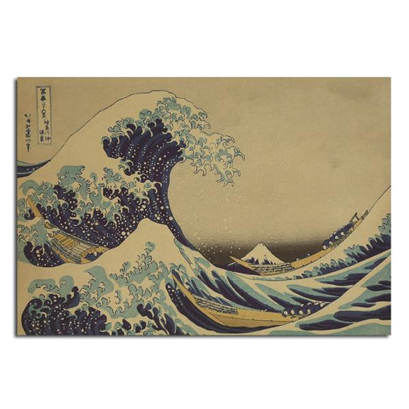 Kanagawa Surfing Poster Sketch Poster Kraft Paper Wall Poster 21 inch X 14 inch