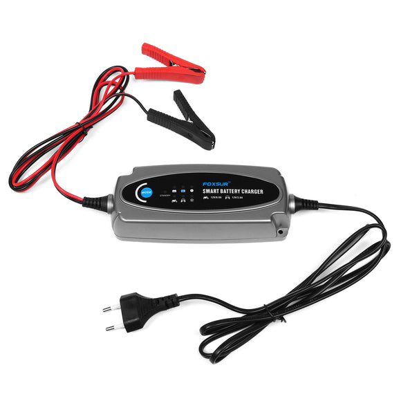 FOXSUR 12V 5-Stage 0.8A 3.6A Battery Smart Charger Acid Intelligent Motorcycle Auto Car