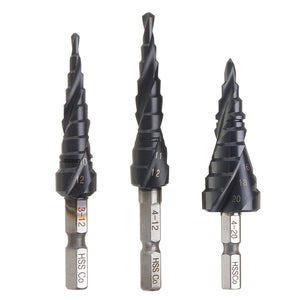 Drillpro HRC89 M35 Cobalt Step Drill Bit 3-12/4-12/4-20mm TiAlN Coated Step Drill 1/4 Inch Hex Shank