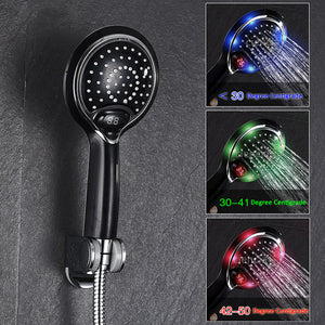 Digital LCD Display Temperature Control 3 Colors LED Water Power Shower Head Powered Spray for Baby