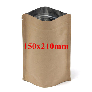 Kraft Paper Bags Aluminum Foil Packaging Stand Up With Zipper for Food Storage 150x210mm