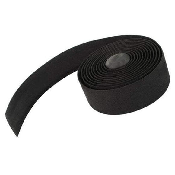 Bike Bicycle Cork Handlebar Tape Wrap With 2 Bar Plug black