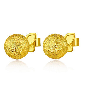 14K Gold Plated Globular Ball Stud Earrings Women Jewelry