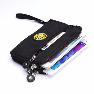 Universal Multifunctional Three Zipper Canvas Wallet Case Phone Bag for under 6 inches Smartphone