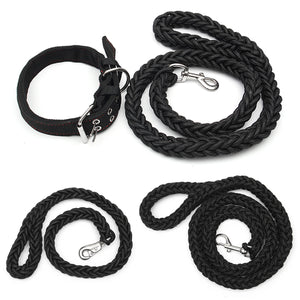 120CM Pet Dog Durable Strong Nylon Braided Lead Leash Handle Rope With Collar