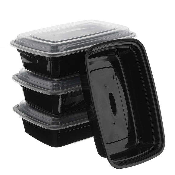 10Pcs 1000ml Bento Lunch Plastic Box Meal Prep Food Storage Box Container Lid Microwave Box