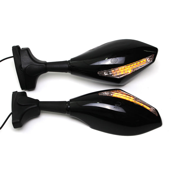 Motorcycle Rearview Mirrors With LED Turn Signal Light For KAWASAKI NINJA 650R 500R 250R 636