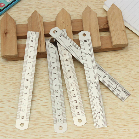 5pcs  15cm Double Side Stainless Steel Measuring Straight Ruler Metric Silver