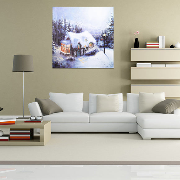 Christmas Snow House Frameless Canvas Painting Living Room Bedroom Wall Painting Home Decor