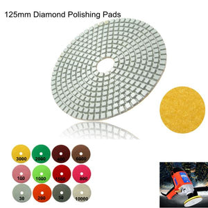 30-10000 Grit Diamond Wet Polishing Pad Wheel 125mm For Marble Concrete Granite