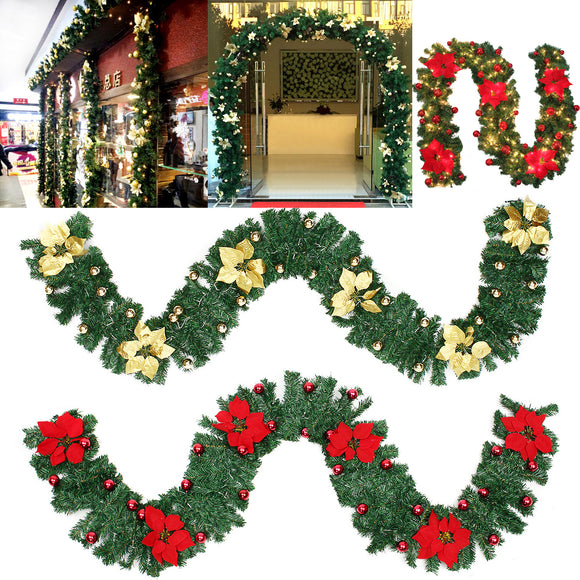 2.7M AC220V EU Plug Decorated LED Garland Fireplace Tree Pine Ribbon Christmas Holiday Light