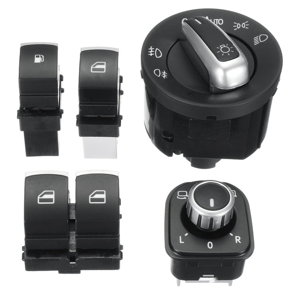 Fuel Headlight Folding Mirror Window Switches For VW Eos Golf R32 GTI MK 5 6