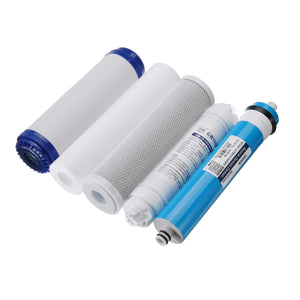 5Pcs Reverse RO Water Filters Replacement Set with Water Filter Cartridge 100 GPD Membrane