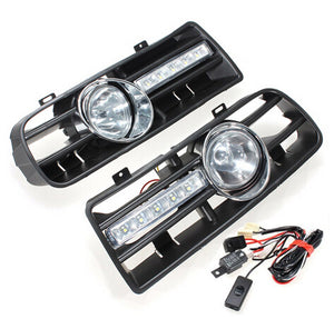 Car Front Bumper Grille Fog Lights DRL Driving Lamp with Switch and Harness for VW Golf MK4 1997-2006