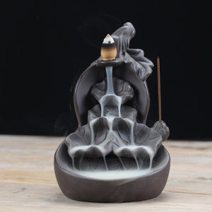 Backflow Waterfall Incense Burner Ceramic Retro Censer Holder Home Office Decor