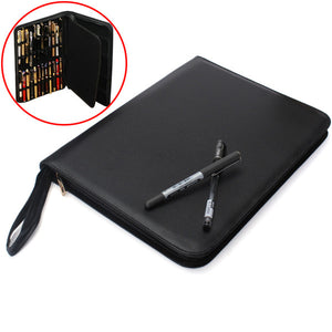 Luxury Black Fountain Pen / Roller Pen 48 Pens Case Holder Bag