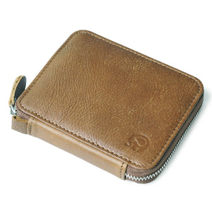 Zip Around Card Holder Genuine Leather Coin Bag Credit Card Organizer Wallet