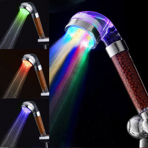 Anion SPA Shower Head Filtration Bathroom Handheld Sprayer Temperature Sensor LED Change