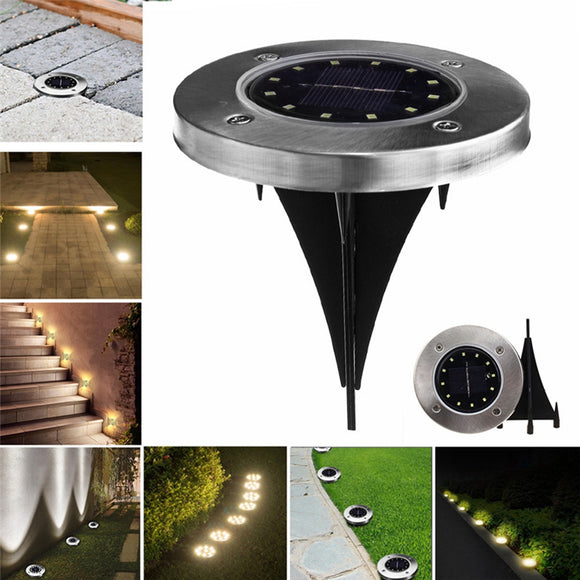 Solar Powered 12 LED Buried Light Under Ground Lamp Outdoor Path Garden Decor