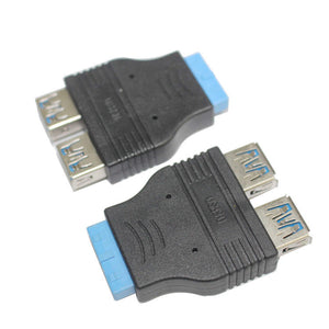 ULT-BEST 20Pin 19pin to 2 USB 3.0 Port AF Adapter Connector Plug and Play