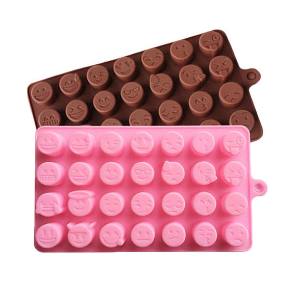 Honana FM-EC28 28-Cavity Emoji Silicone Cake Mold Chocolate Candy Soap Ice Mould Fondant Pastry Mold