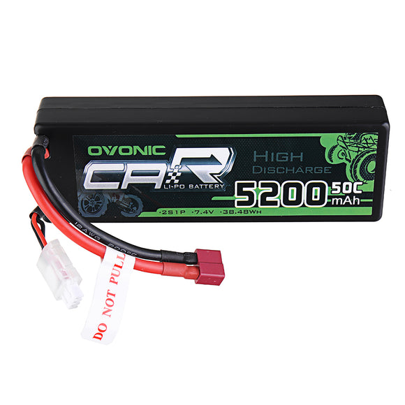 Ovonic 7.4V 5200mAh 50C 2S Lipo Battery T Plug for 1/8 1/10 RTR RC Car