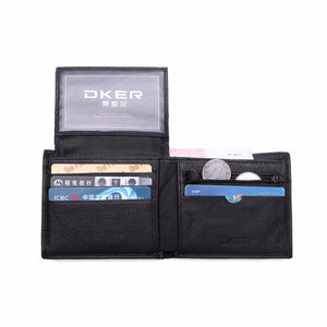 Men Genuine Leather RFID Anti Theft Short Wallet Credit Card Holder Coin Bag Holder