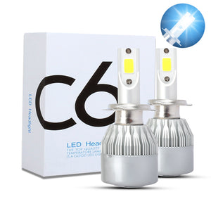 C6 COB LED H4 H7 Car Headlights 8000K Ice Blue Bulbs H1 9005 9006 Fog Lamps 72W 7600LM