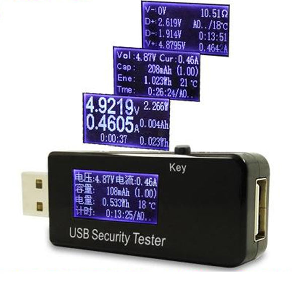USB Volt Voltage Current Meter Voltmeter Detector Power Capacity Charger Tester