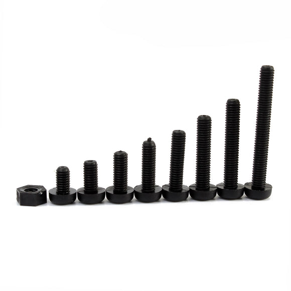 160pcs Metric M3 Black Nylon Screws and Nuts Assortment Set