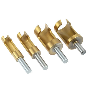 Drillpro 4pcs 6/10/13/16mm Round Shank Titanium Coated Tenon Plug Cutters Wood Plug Hole Cutter for Woodworking