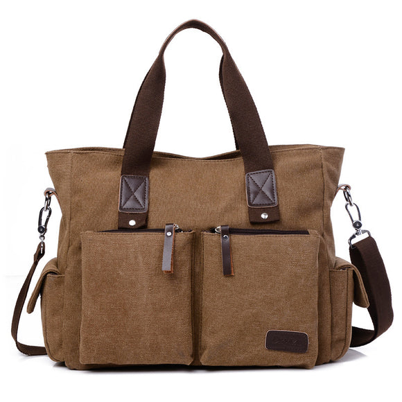 Men Canvas Outdoor Casual Traveling Large Capacity Multi-function Crossbody Bag
