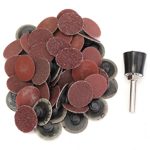 50pcs 1 Inch R Type Roll Lock Sanding Discs With Mandrel 36/60/80/120/220 Grit Roll Lock Coarse