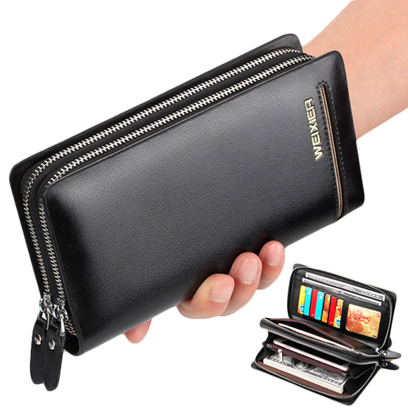 Vintage Double Zipper Larger Capacity 6 inch Phone Bag Clutch Bag Wallet For Men