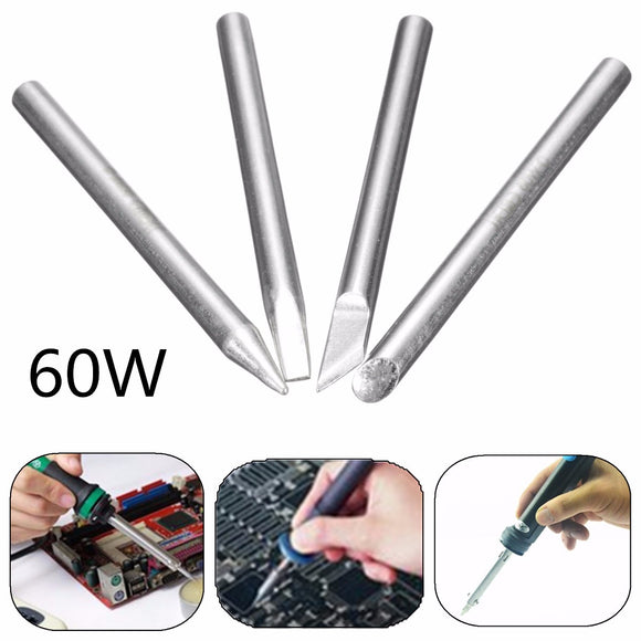 4pcs 60W Electronic Soldering Iron Tips Head Replaceable 5mm Shank Diameter