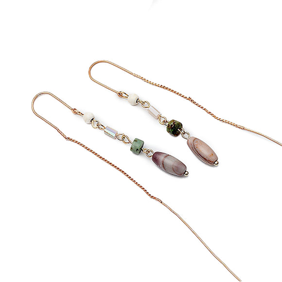 Trendy Beads Alloy Long Pendant Earrings Sweet Simple Style Women Earrings Jewelry