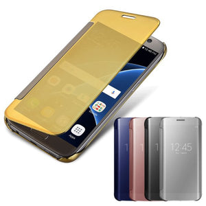 Electroplating Acrylic Mirror Smart Sleep Flip Case For Samsung S7 Edge